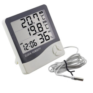 Hygrometer measures both humidity and temperature