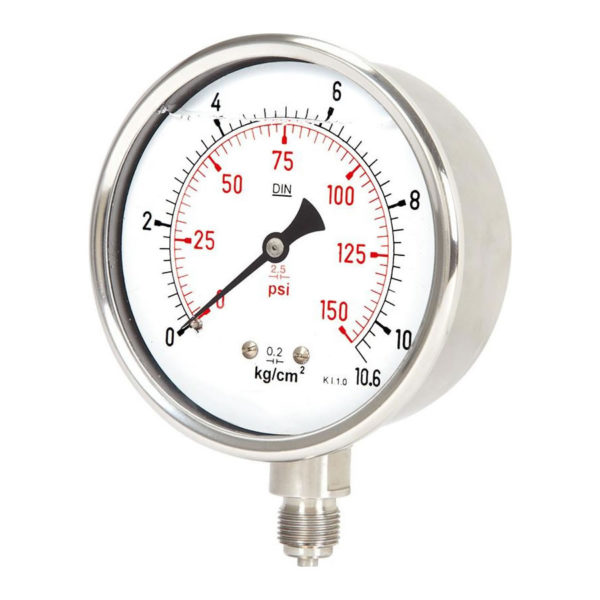 Glycerin filled Pressure Gauge used for vibration protection at room temperature